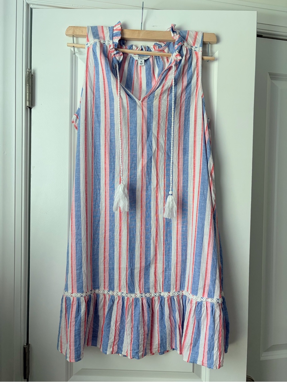 crown & ivy Blue, Pink and White Striped Midi Dress